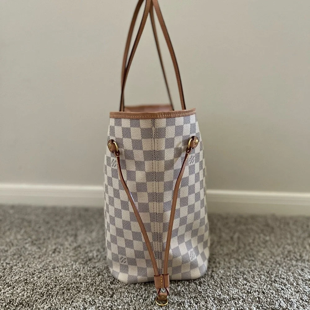 LV NeverFull MM Checkered Ballerine Pink Tote Bag - Picture 4 of 16